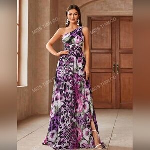 Elegant Pink and Purple Maxi Women's Dress